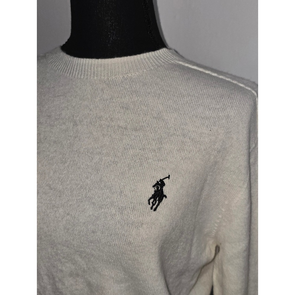 Women's Cashmere Sweater Cream Crewneck quiet luxury classic preppy - Picture 3 of 9